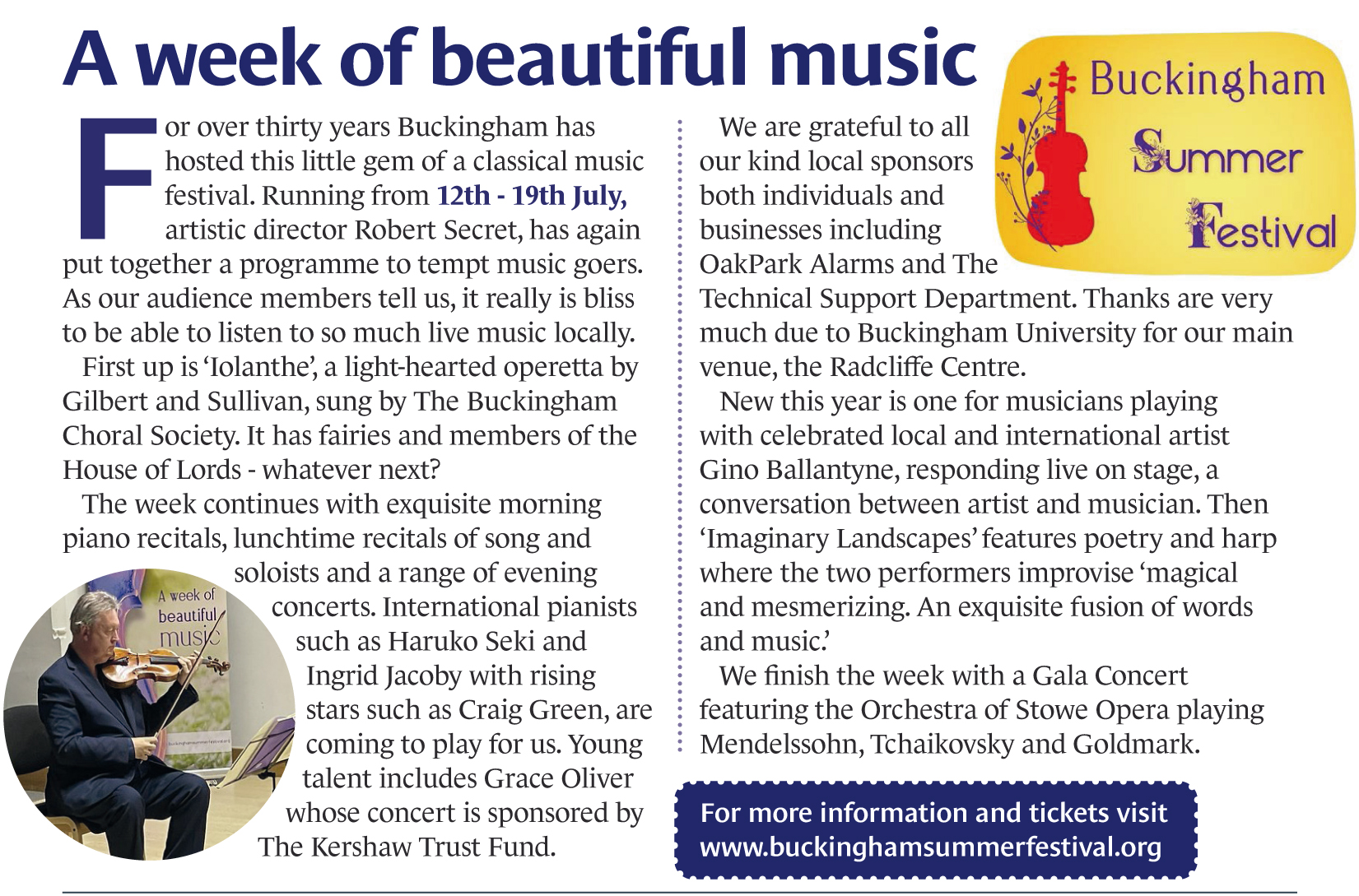Buckingham Summer Festival JunJul24